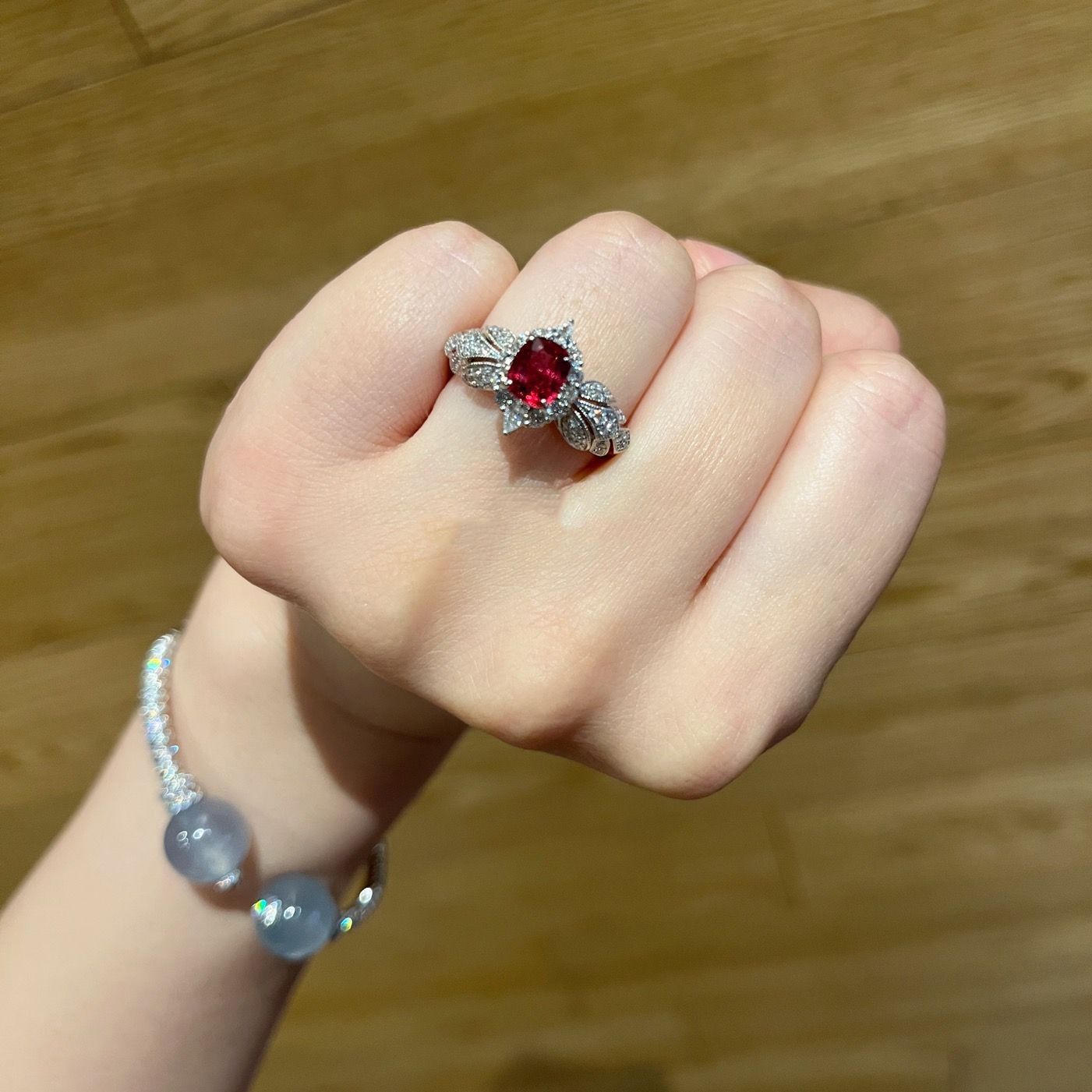 French Retro Ruby Open Ring
