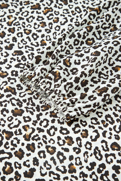 Plus size mini-jurk met knoopsluiting V-hals luipaard of bloemenprint losse pasvorm