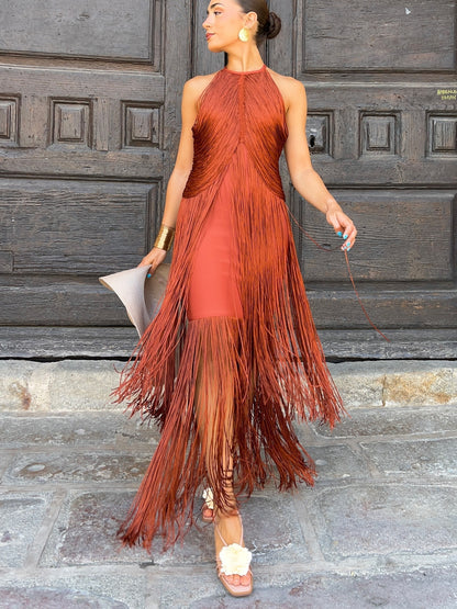 Elegant Halter Neck Long Dress