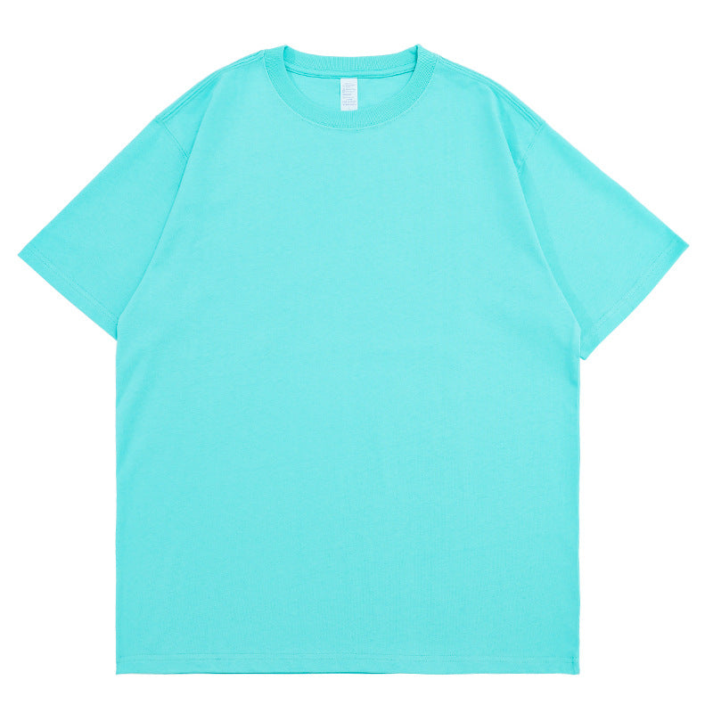 small neckline cotton loose short sleeve solid color bottoming T-shirt
