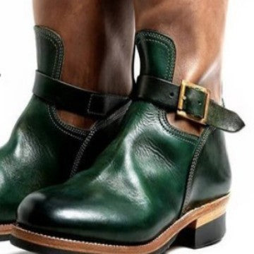 Mens Belt Buckle Mid-Calf Chelsea Boots