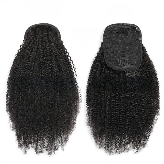 Real hair drawstring ponytail