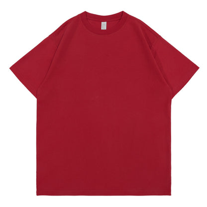 small neckline cotton loose short sleeve solid color bottoming T-shirt