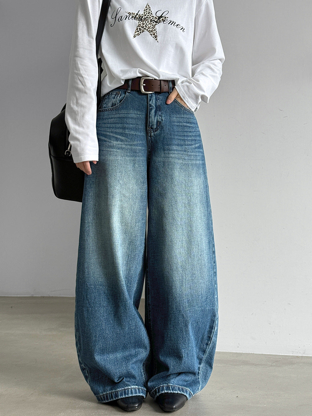 Vintage High Waist Wide Leg Denim Pants
