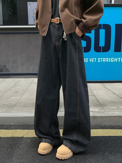 Vintage Blue American-Style Curved Jeans for Men