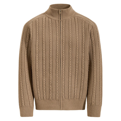 Retro heren vest met structuur staande hals en ritssluiting