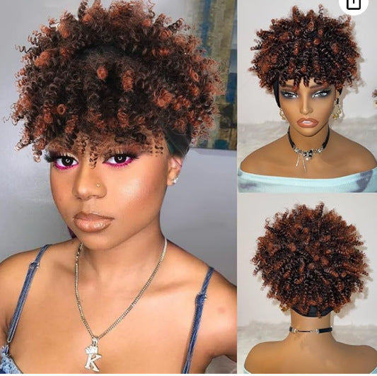 Women's Curly Headband Wig with Bangs