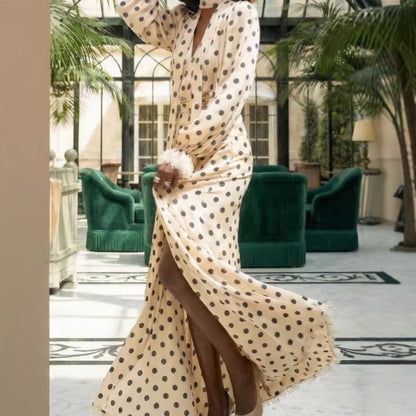 Polka Dot V-Neck Dress Set