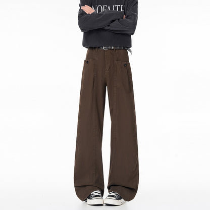 Retro Brown Patchwork Flared Cotton Pants