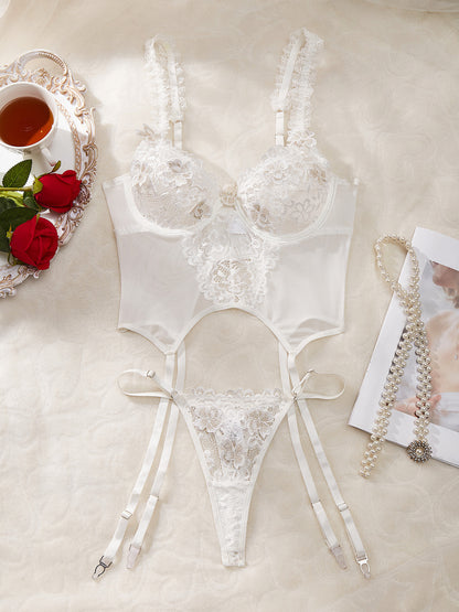 European Style Lingerie Set with Sheer Lace