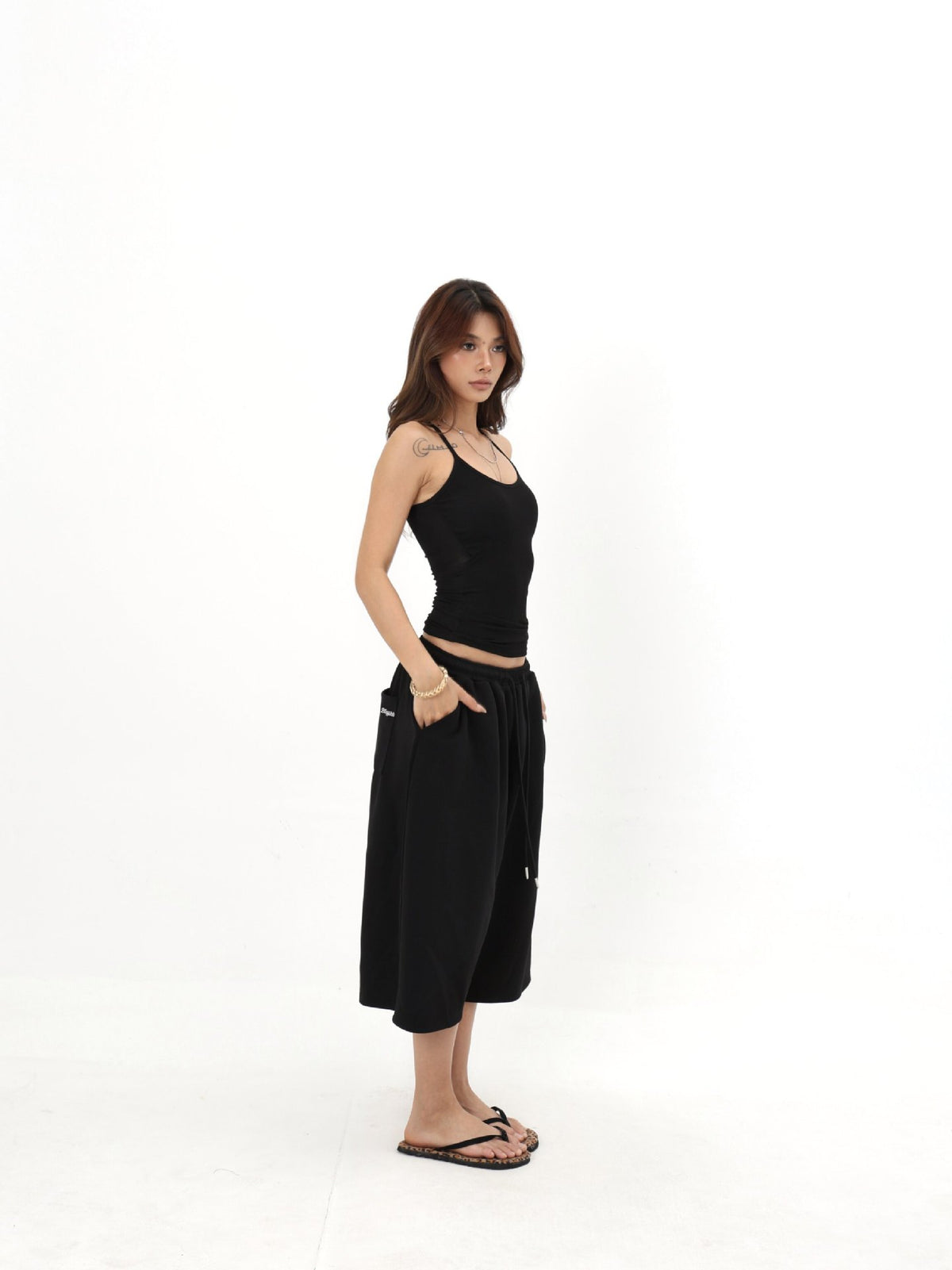 Womens Drawstring Cropped Sweatpants