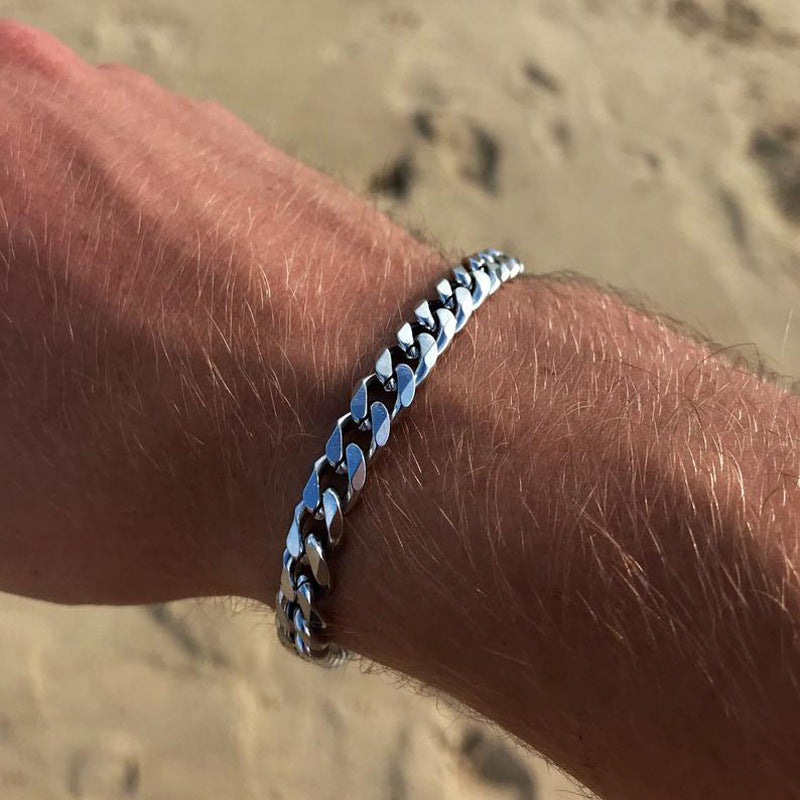 men's titanium steel bracelet six-sided grindingbracelet