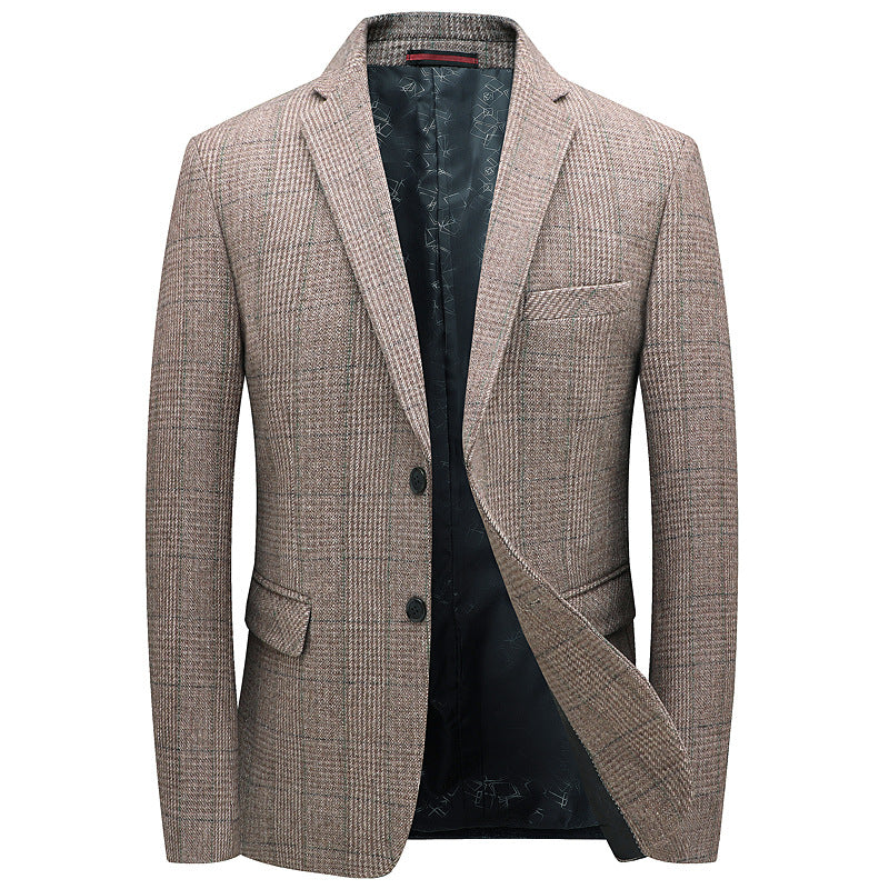 Men's Wool Blend Plaid Suit Coat