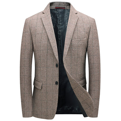 Men's Wool Blend Plaid Suit Coat