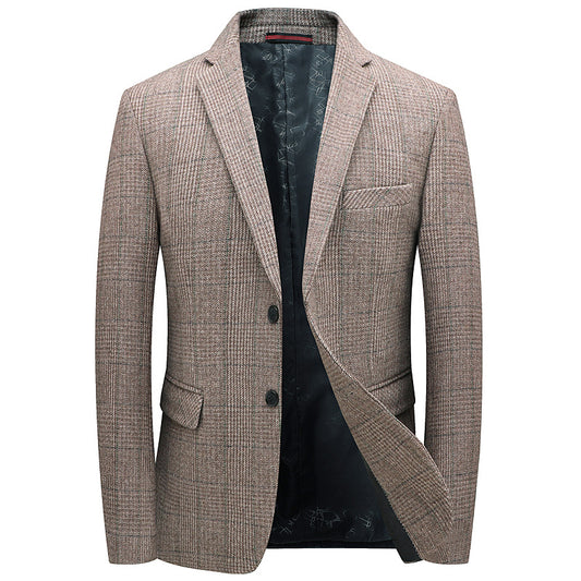 Men's Wool Blend Plaid Suit Coat