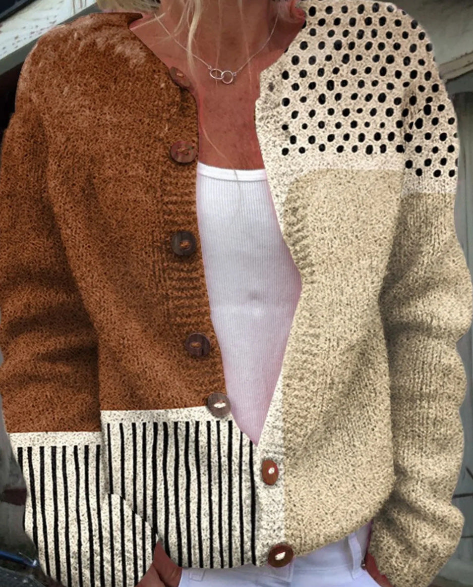 Womens 3D Printed Knit Cardigan