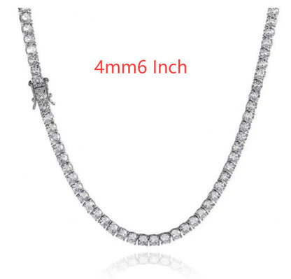 S925 Zilveren Moissanite Enkelrijige Tennisketting Unisex