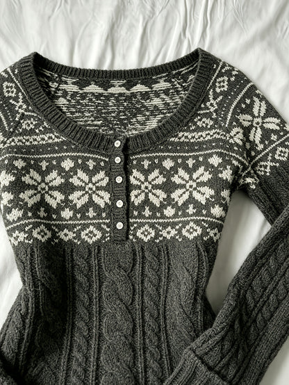 Women's round-neck button-up cardigan