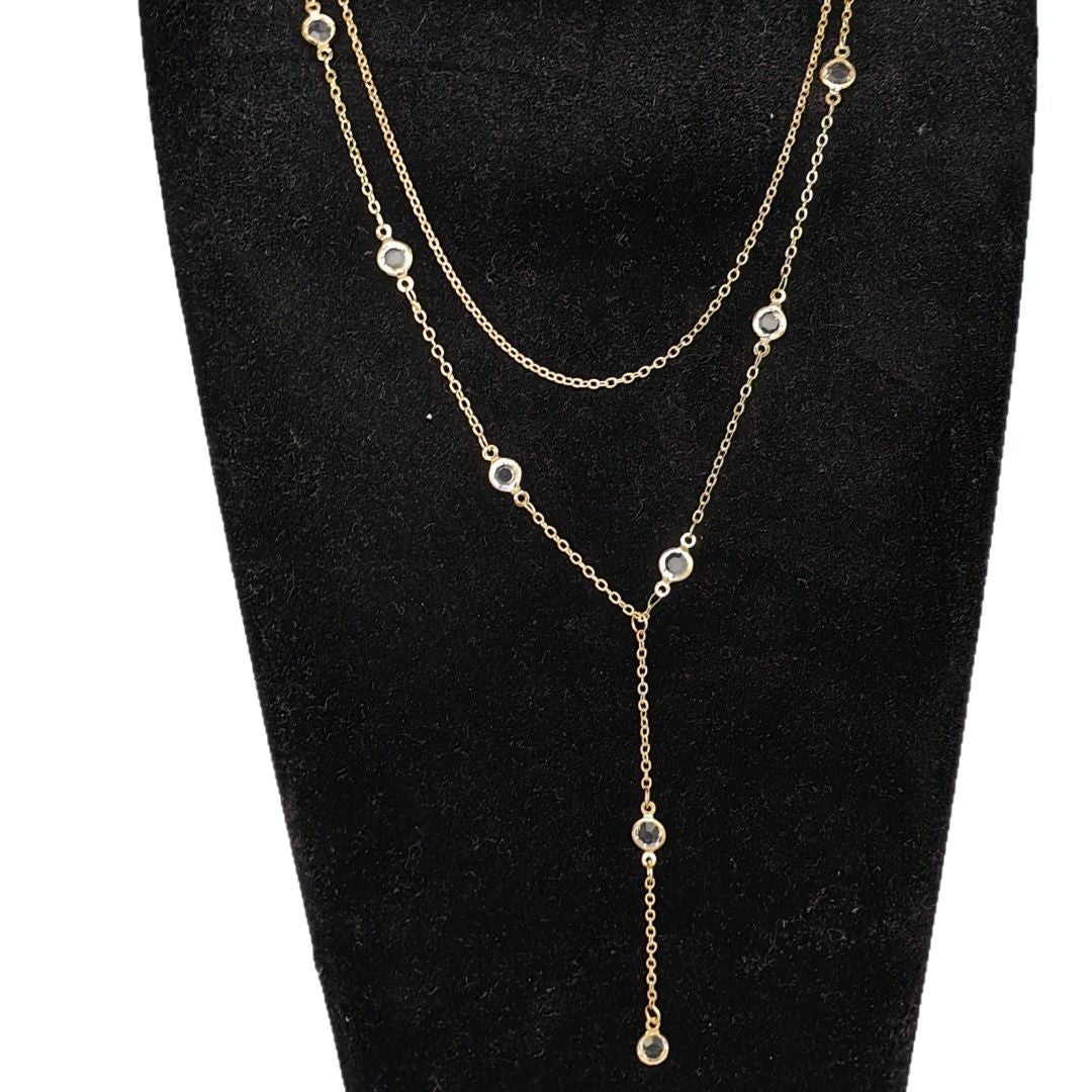 Y-Shaped Rhinestone Pendant Necklace