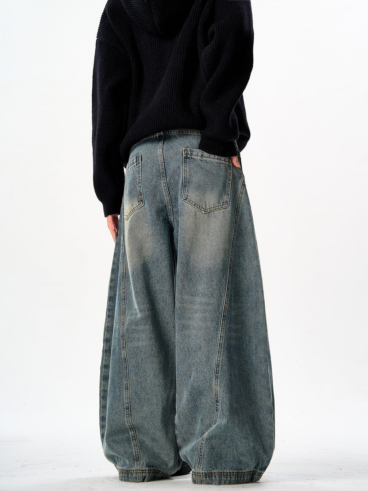 Washed Denim Baggy Pants