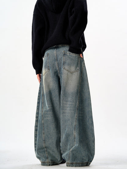 Washed Denim Baggy Pants