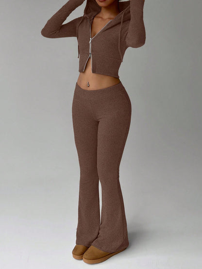 Lady's zip-up hooded long-sleeved hoodie