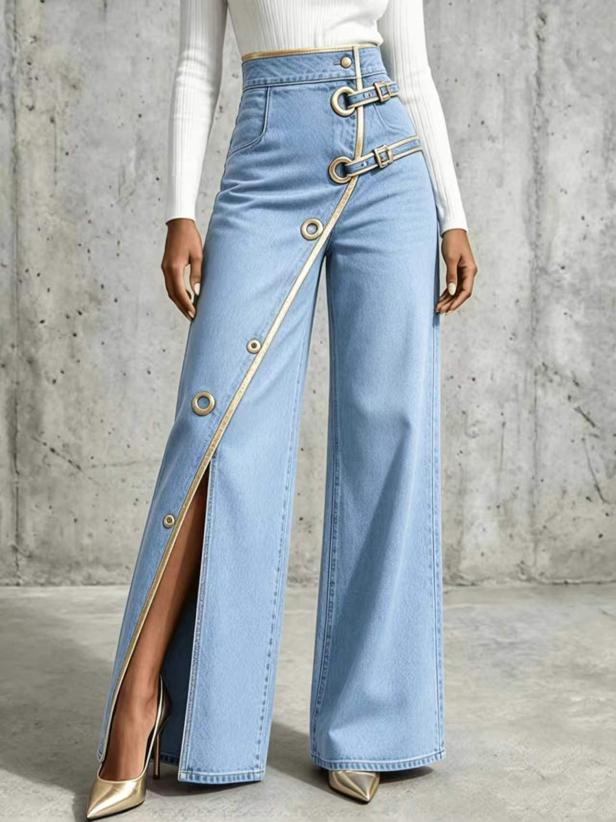 Womens Straight Leg Denim Pants