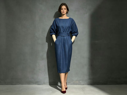 Elegant Boat Neck A Line Dress