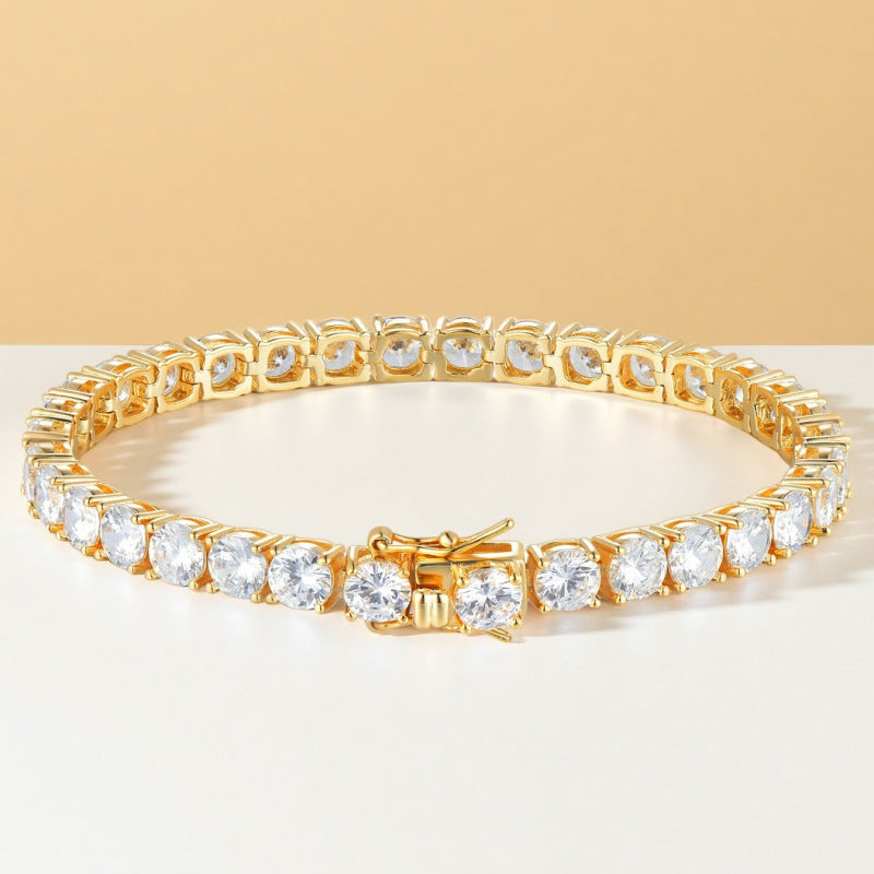 Classic 18K Gold Electroplated Tennis Bracelet with Zircon/Moissanite Stones