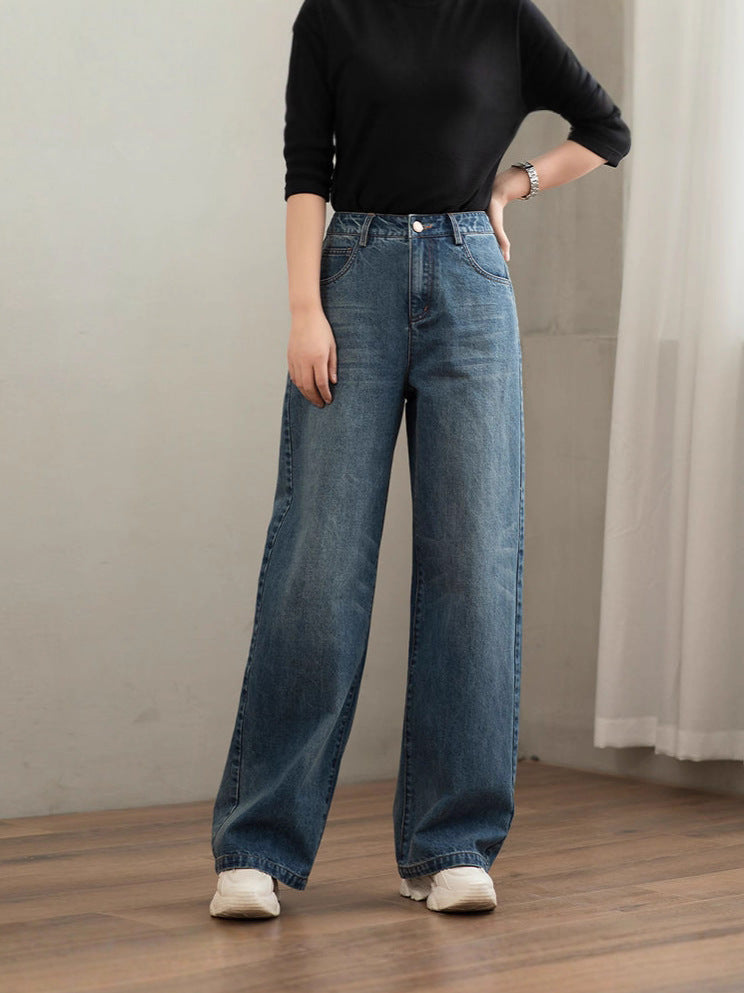 Vintage Wide-Leg High-Waisted Denim Pants