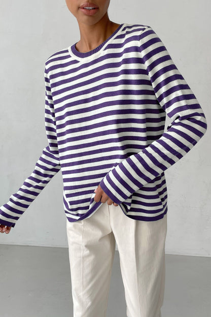 Striped Knitted Sweater Women Pullover Casual Long Sleeve