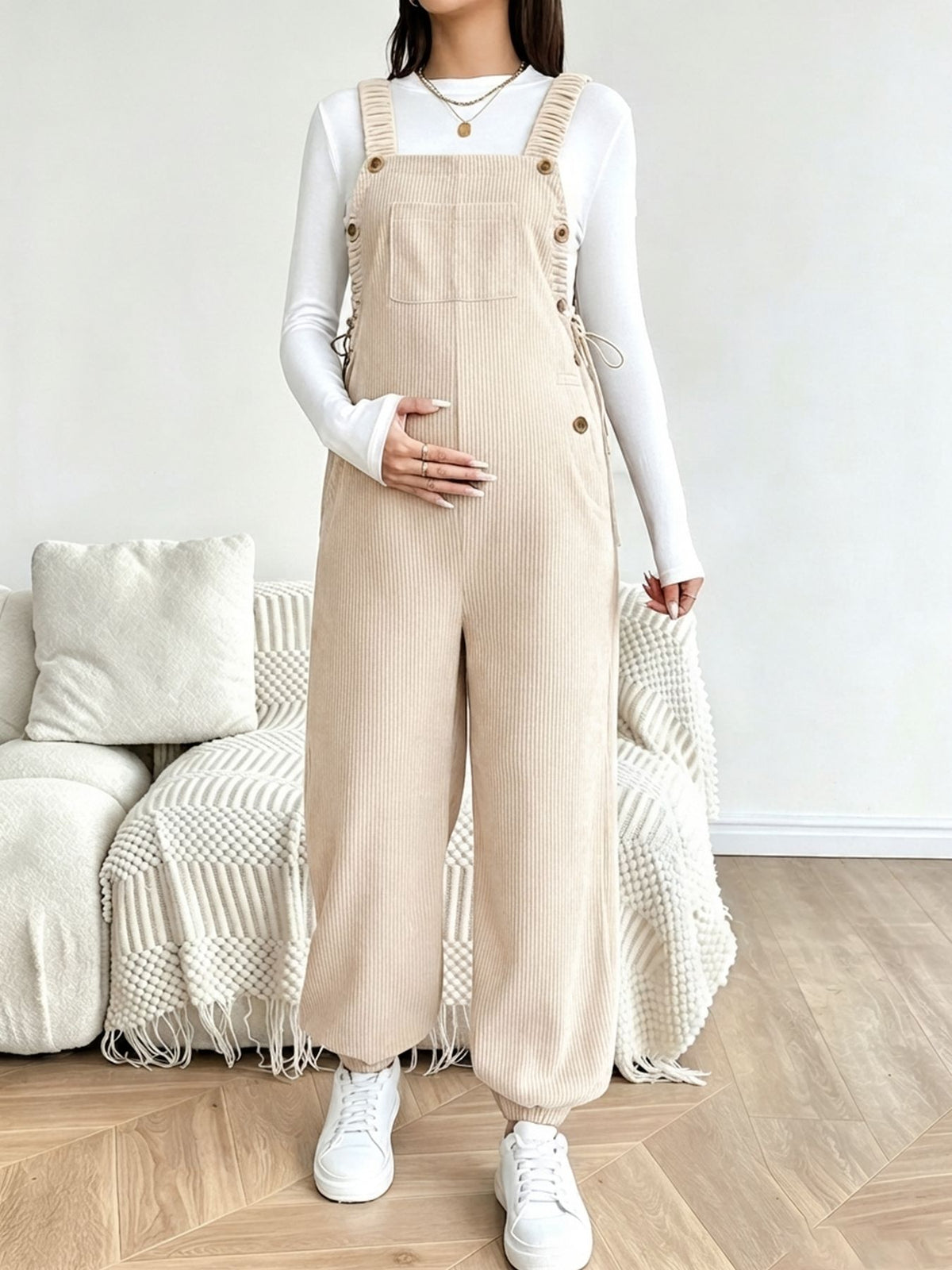 Woolen gauze maternity belt pants