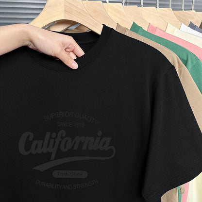 Trendy T-shirt met ronde hals print en korte mouwen