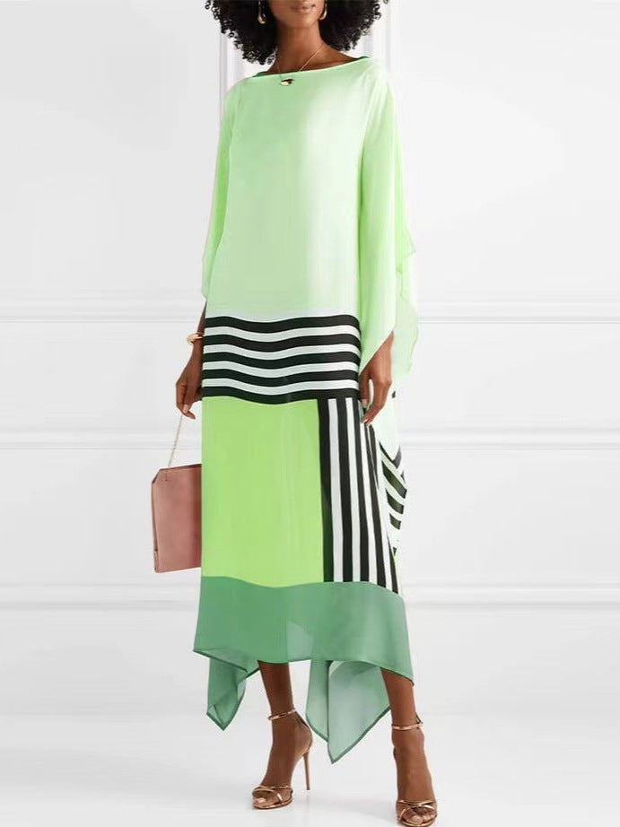Summer Comfortable and Stylish Printed Casual Off-Shoulder Long Dress