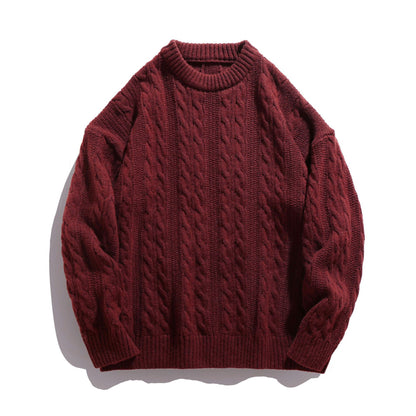 Texture knitted crew-neck sweater