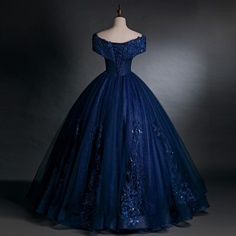Elegant One-Shoulder Evening Dress with Puffy Skirt