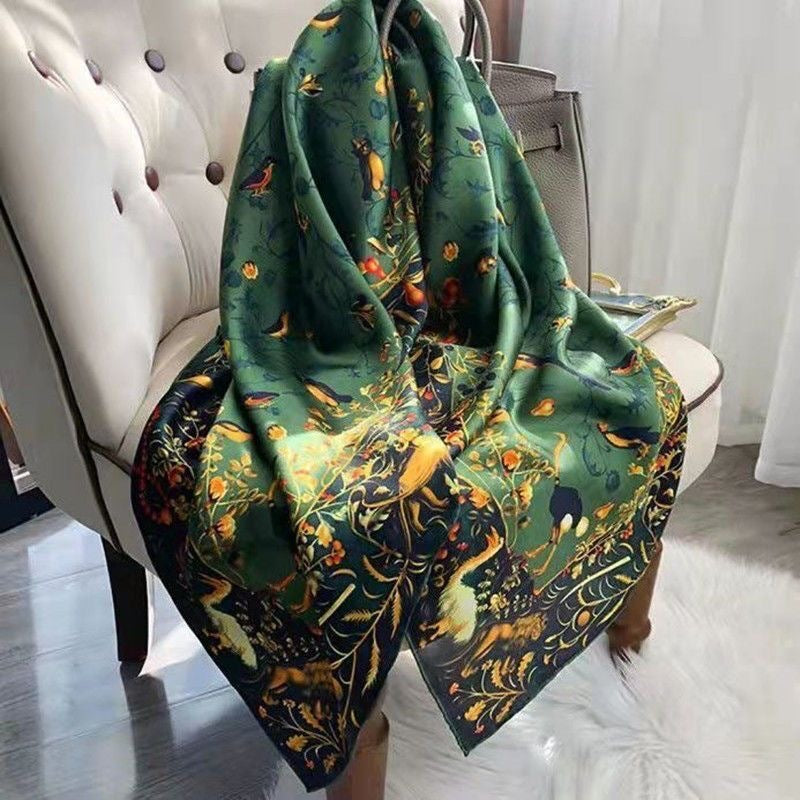 Women's Lijin Satin Scarf Floral Print Shawl