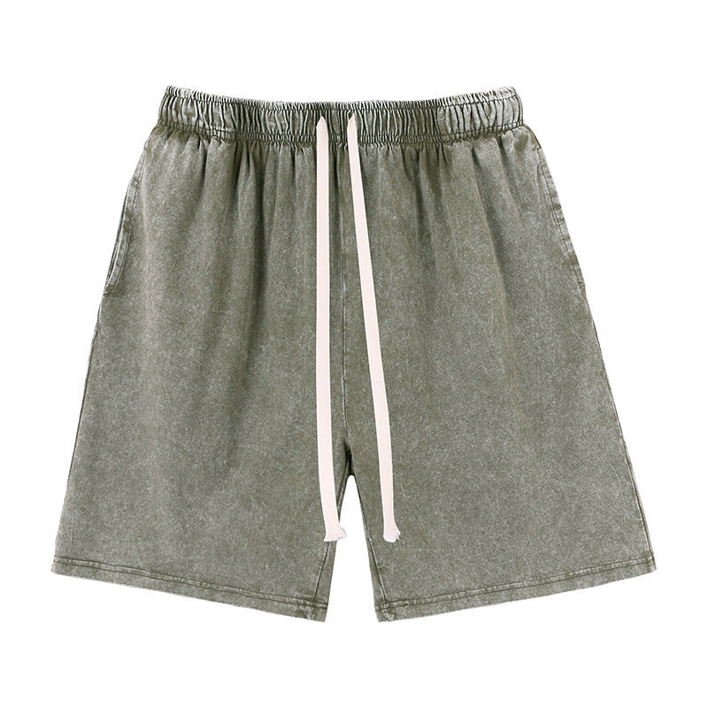 Mens Washed Cotton Wide Leg Shorts