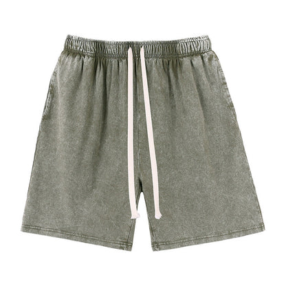 Mens Washed Cotton Wide Leg Shorts