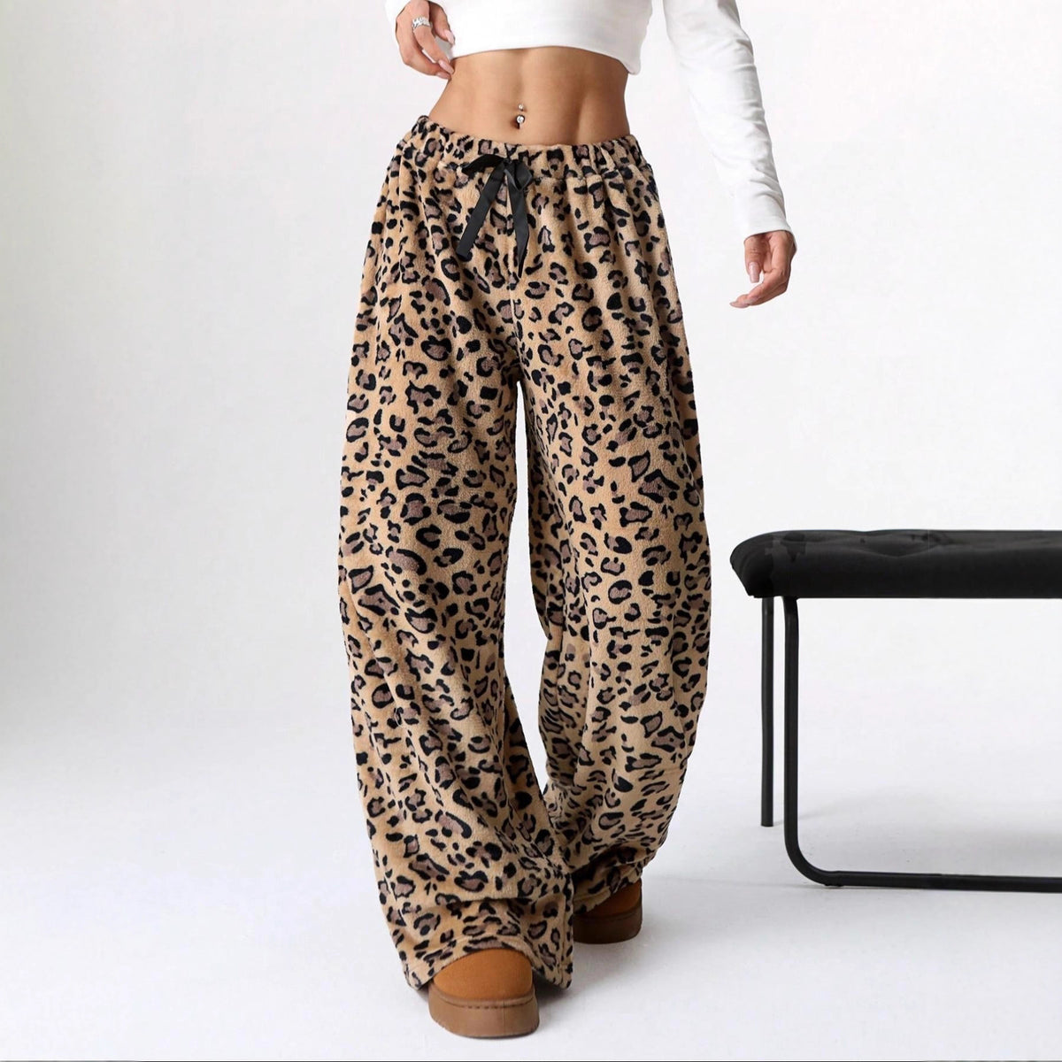 Women Wide-Leg Printed Casual Pants