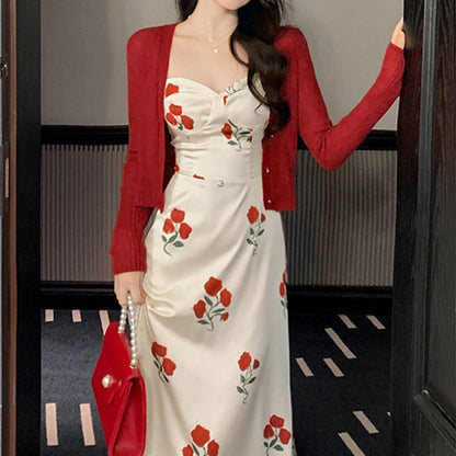 High-end Temperament rode jarreteljurk plus vest