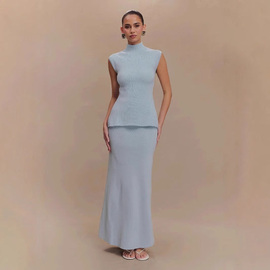 Dames Gebreide Rok En Top Set