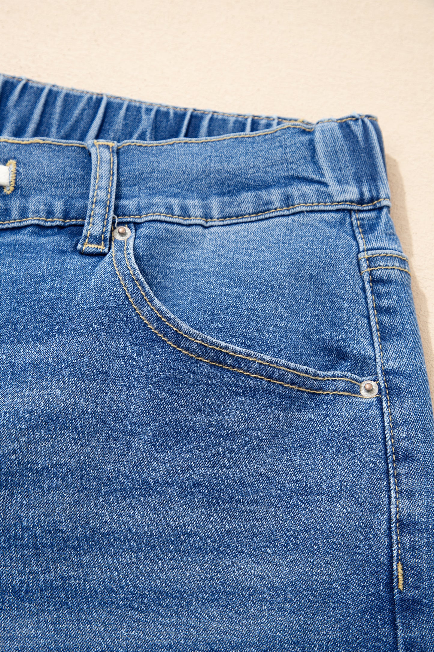 Jeans met acid wash-effect en vetersluiting plus size