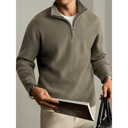 Half-Zip Wool Blend Cardigan Sweater