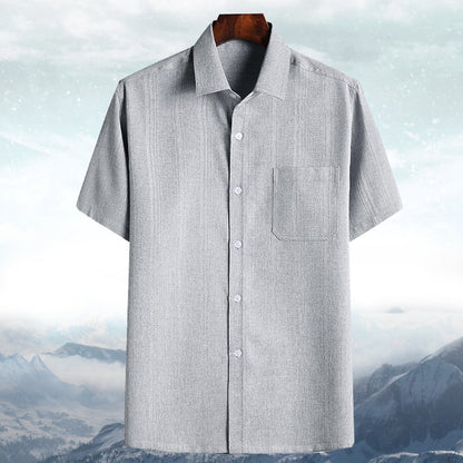 Mens Linen Cotton Blend Shirt Loose Fit Long Short Sleeve