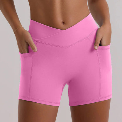 Hoge taille heuplift outdoor fitness shorts yogakleding pak