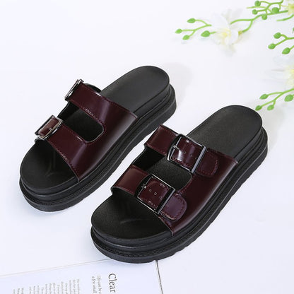 New Design Womens Flat Roman Sandals Thick Hollow Out Sandals