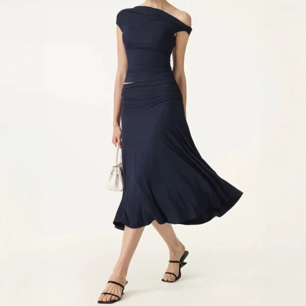 Off-shoulder slim fit rokset met ingebouwde vulling