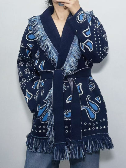 Womens Retro Wool Blend Cardigan