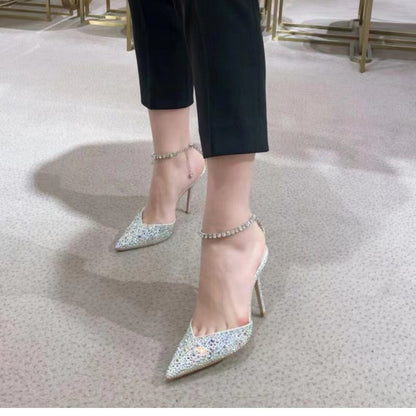 Gradient Crystal Rhinestone High Heel Sandals